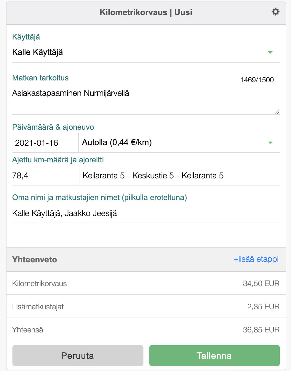 Bezalan kilometrilaskurilla haet kilometrikorvauksia helposti