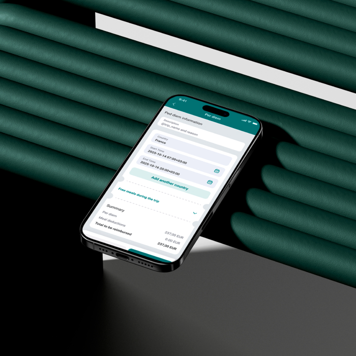 Per diem calculator in Bezala app